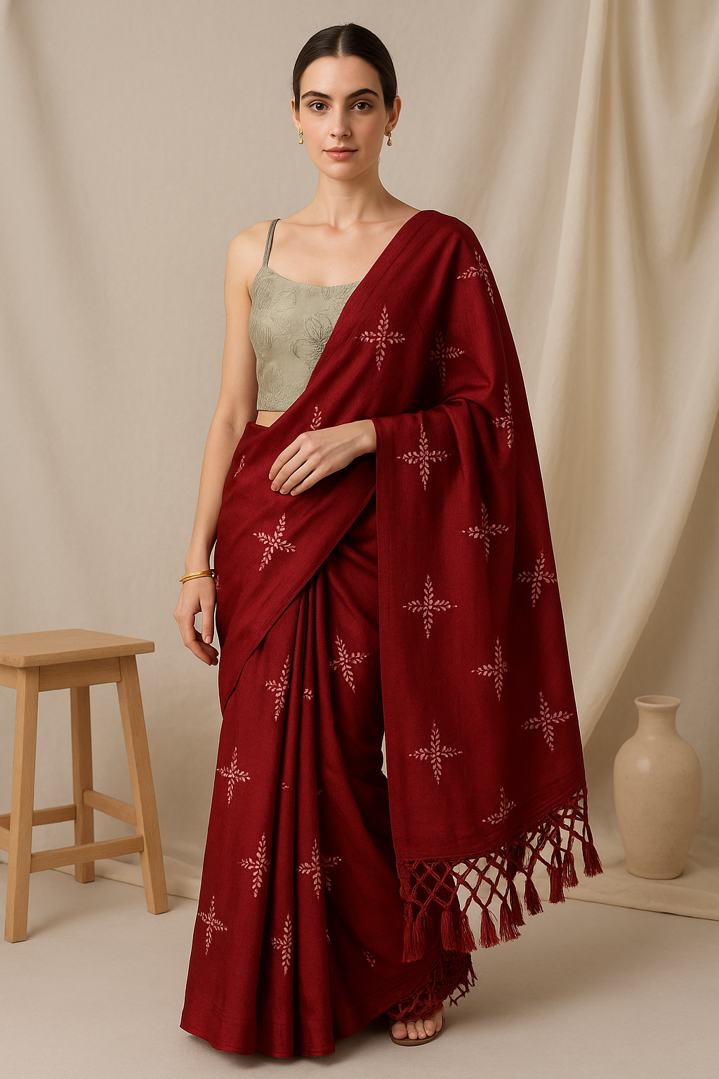 Elegant Maroon Saree