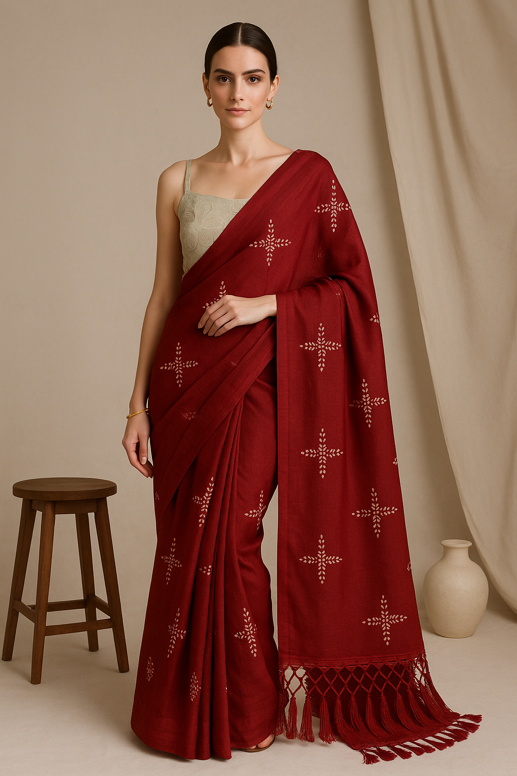 Elegant Maroon Saree