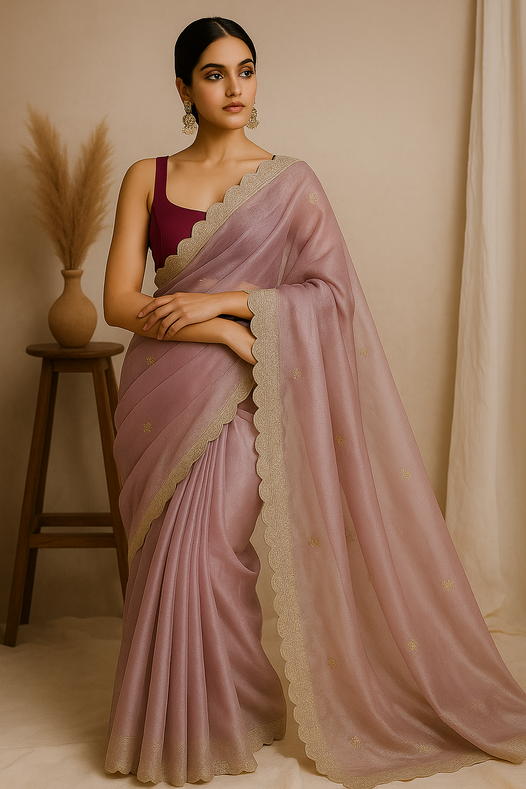 Pink Tissue Saree