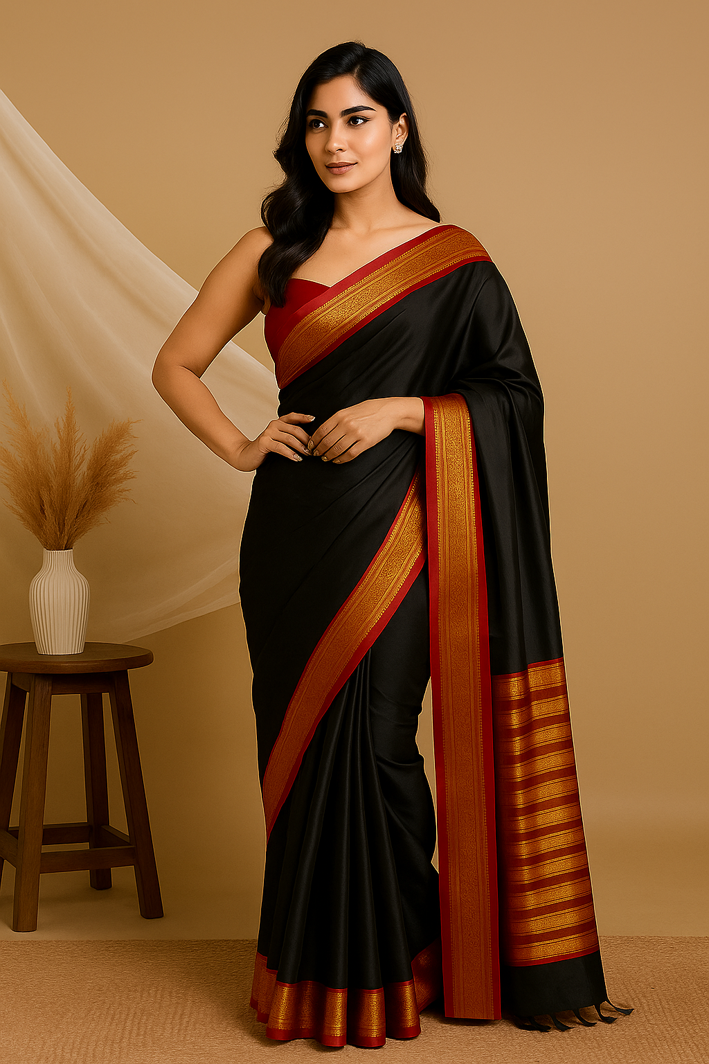 Elegant Black Silk Saree