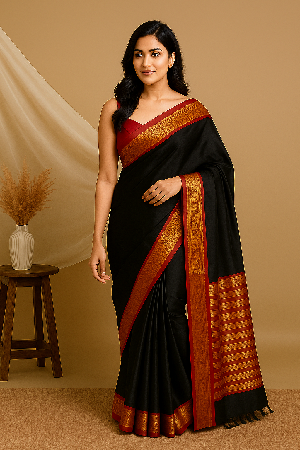 Elegant Black Silk Saree