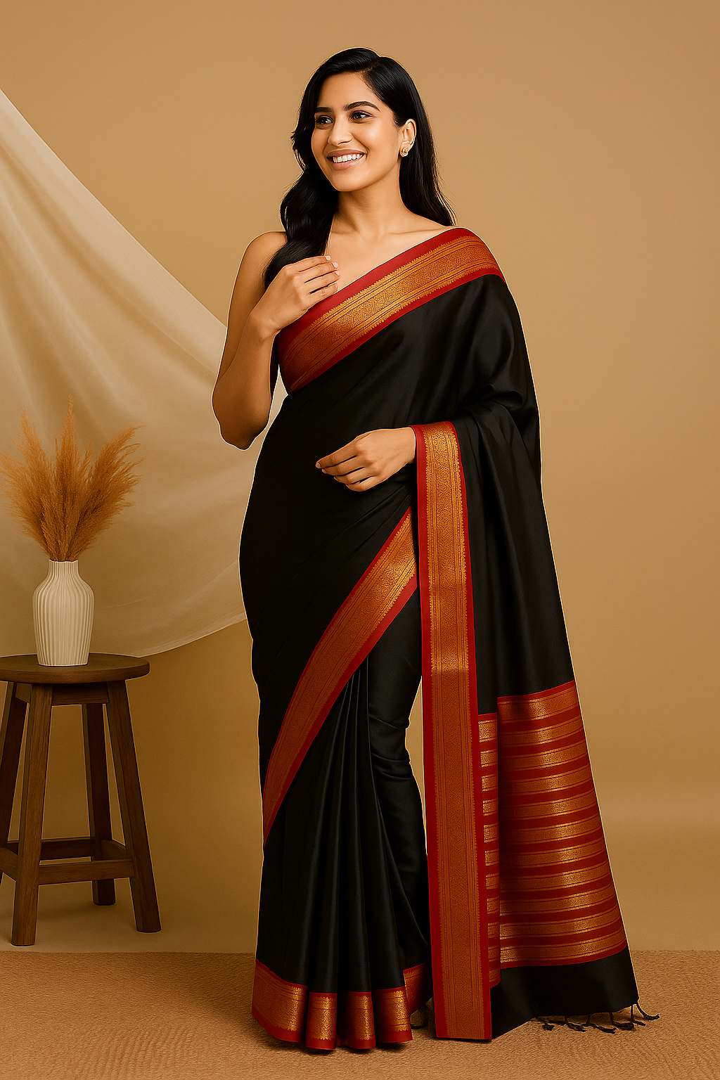 Elegant Black Silk Saree