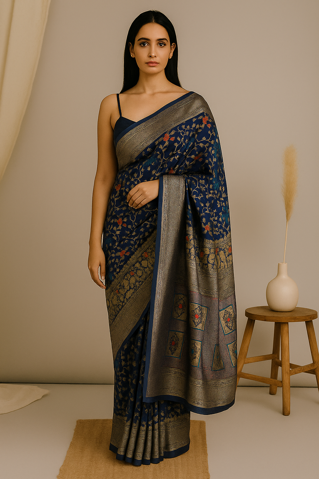 Royal Blue Banarasi Silk Saree