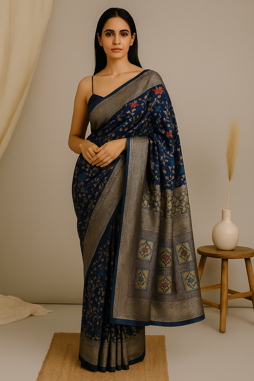 Royal Blue Banarasi Silk Saree