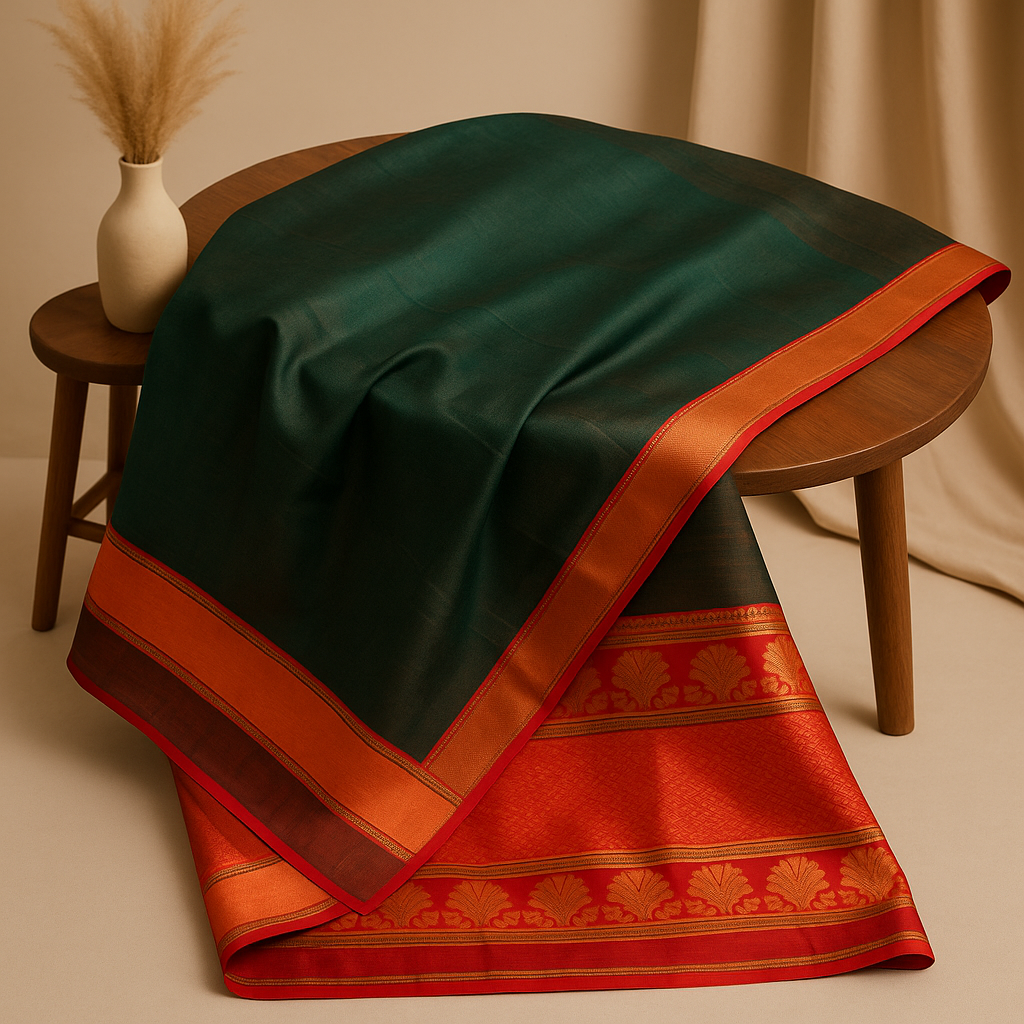 Traditional Green & Maroon Kanjivaram Silk Saree