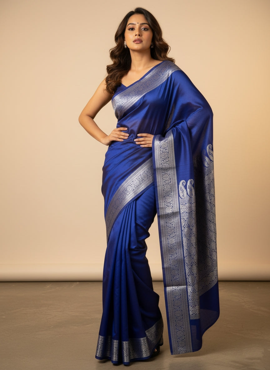 Royal Blue Banarasi Saree