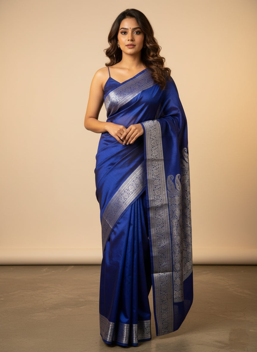 Royal Blue Banarasi Saree