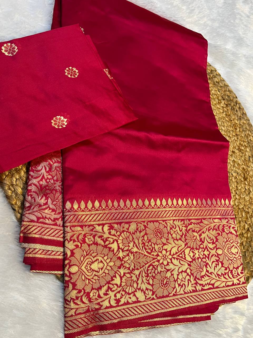 Banarasi Silk Saree With Golden Border