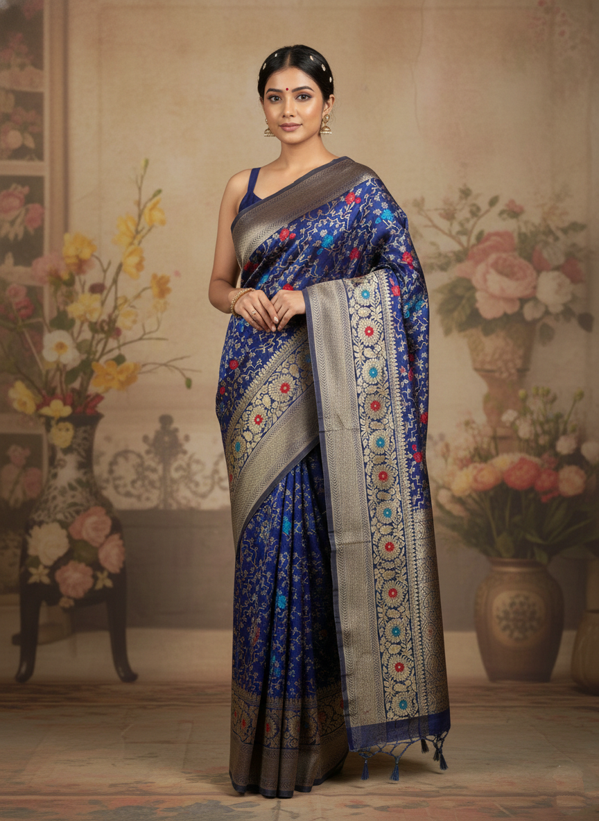Royal Blue Banarasi Silk Saree